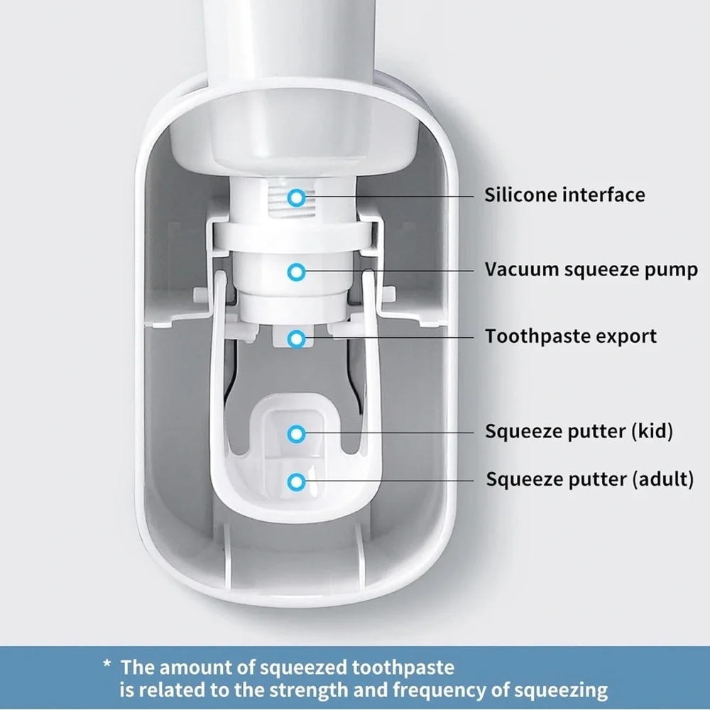 MOPMS Wall Mounted Automatic Toothpaste Dispenser White Silver